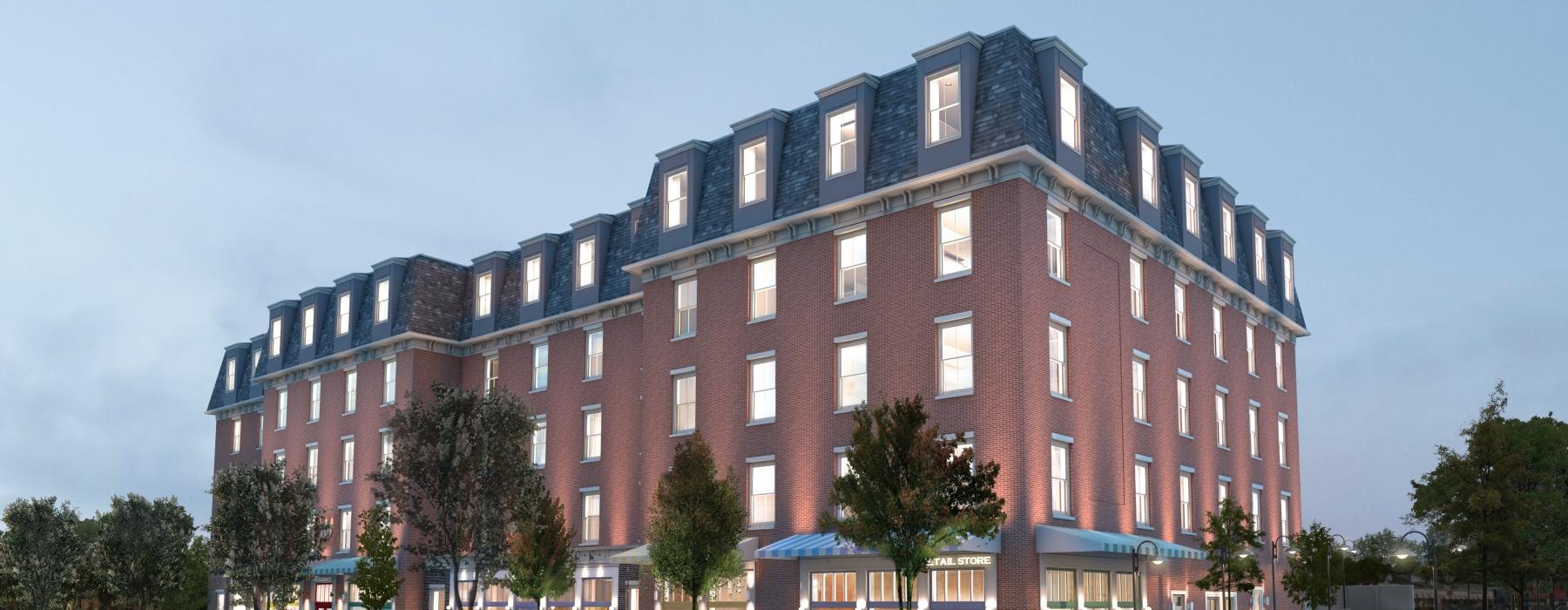 a large brick building with many windows